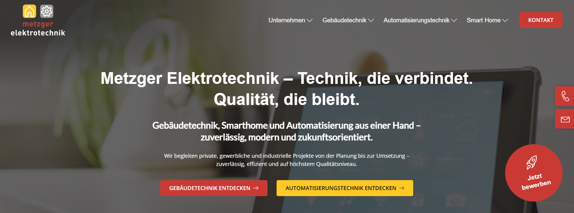 Hero Startseite neue Website metzger elektrotechnik